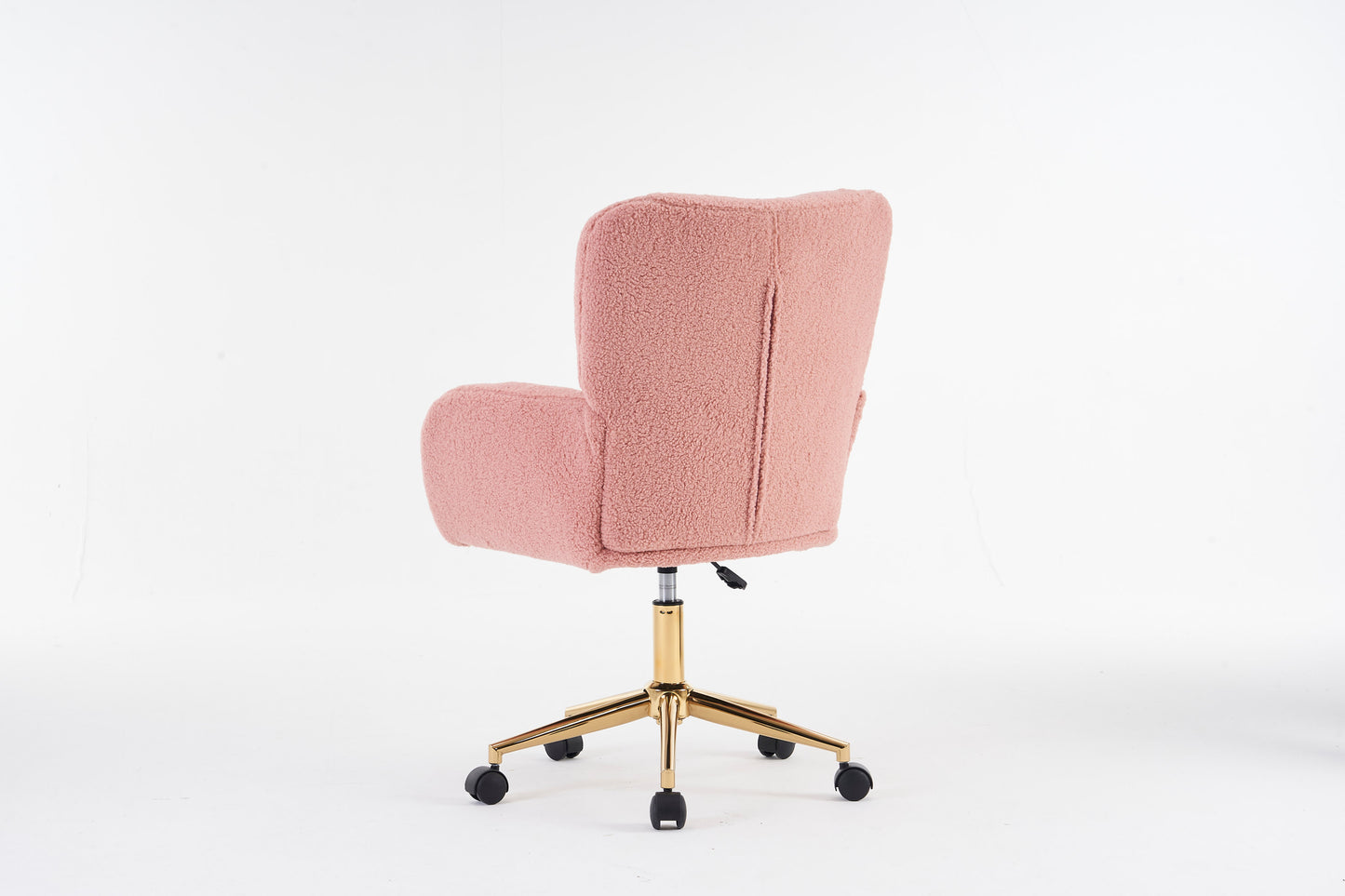 005-Teddy Fabric 360 Swivel Home Office Chair With Gold Metal Base And Universal Wheels,Pink