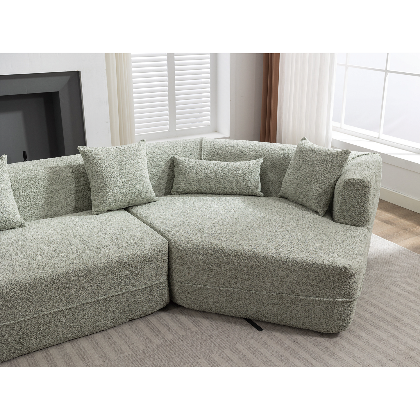 Modular sofa , modern minimalist style sofa,  upholstered ,  free combination, round fiber fabric, anti-wrinkle fabric,Dimension extension,Green