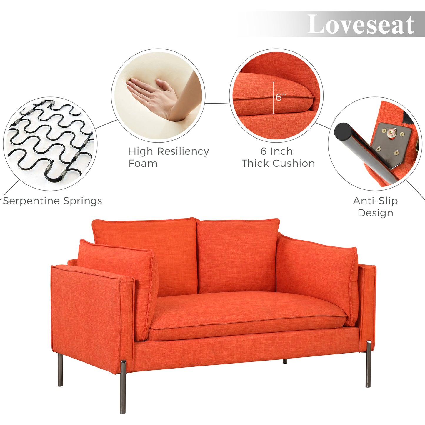 2 Piece Sofa Sets Modern Linen Fabric Upholstered  Loveseat and 3 Seat Couch Set Furniture for Different Spaces,Living Room,Apartment(2+3 seat)