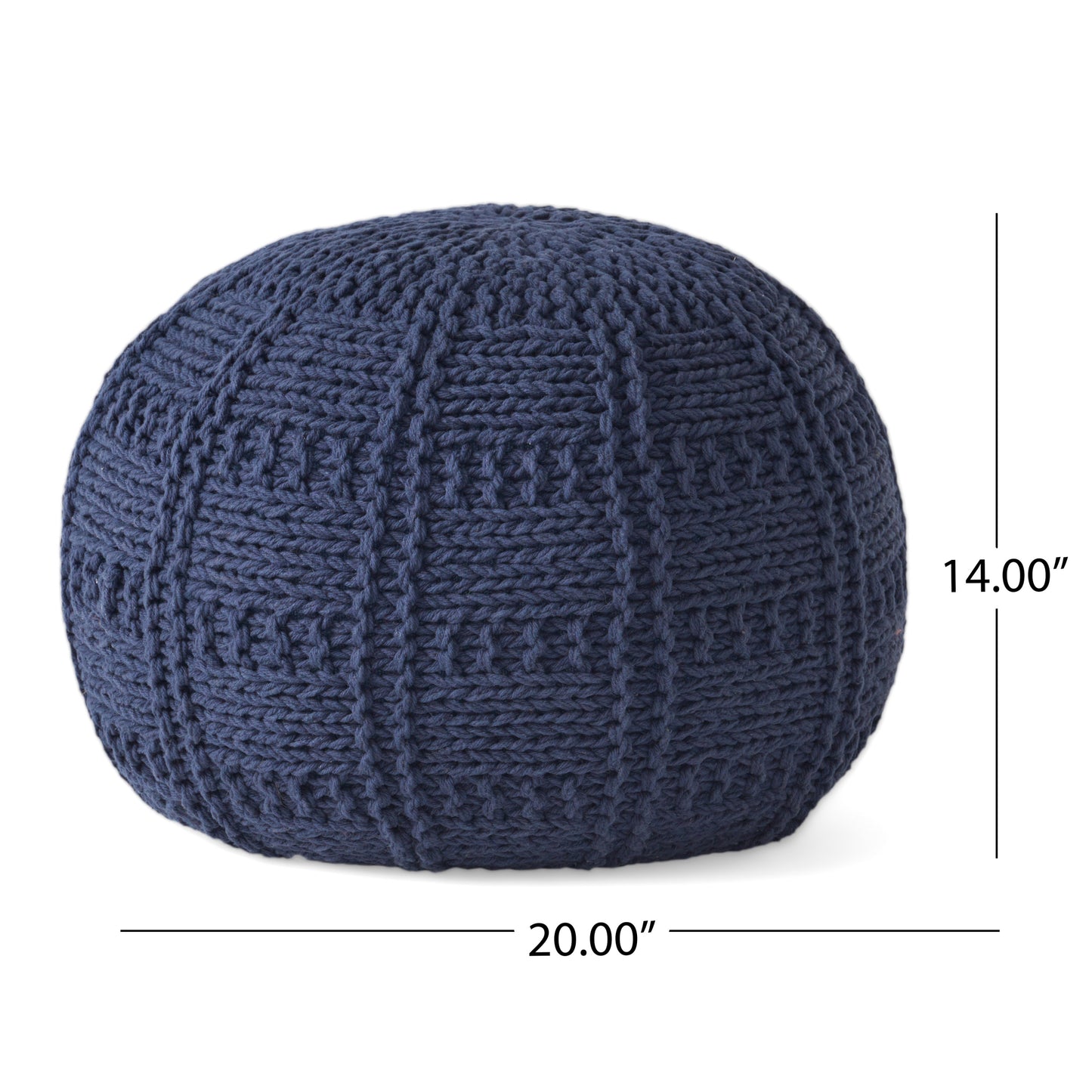 Yuny Handcrafted Modern Fabric Pouf, Navy