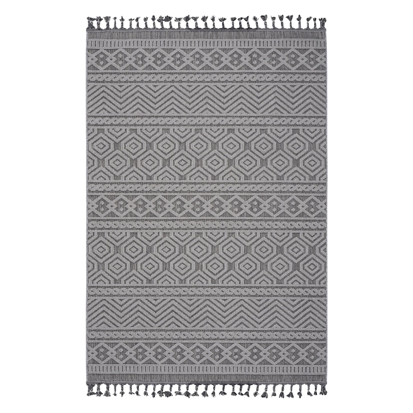 8X10 Grey/White /Geometric Indoor/Outdoor Area Rug