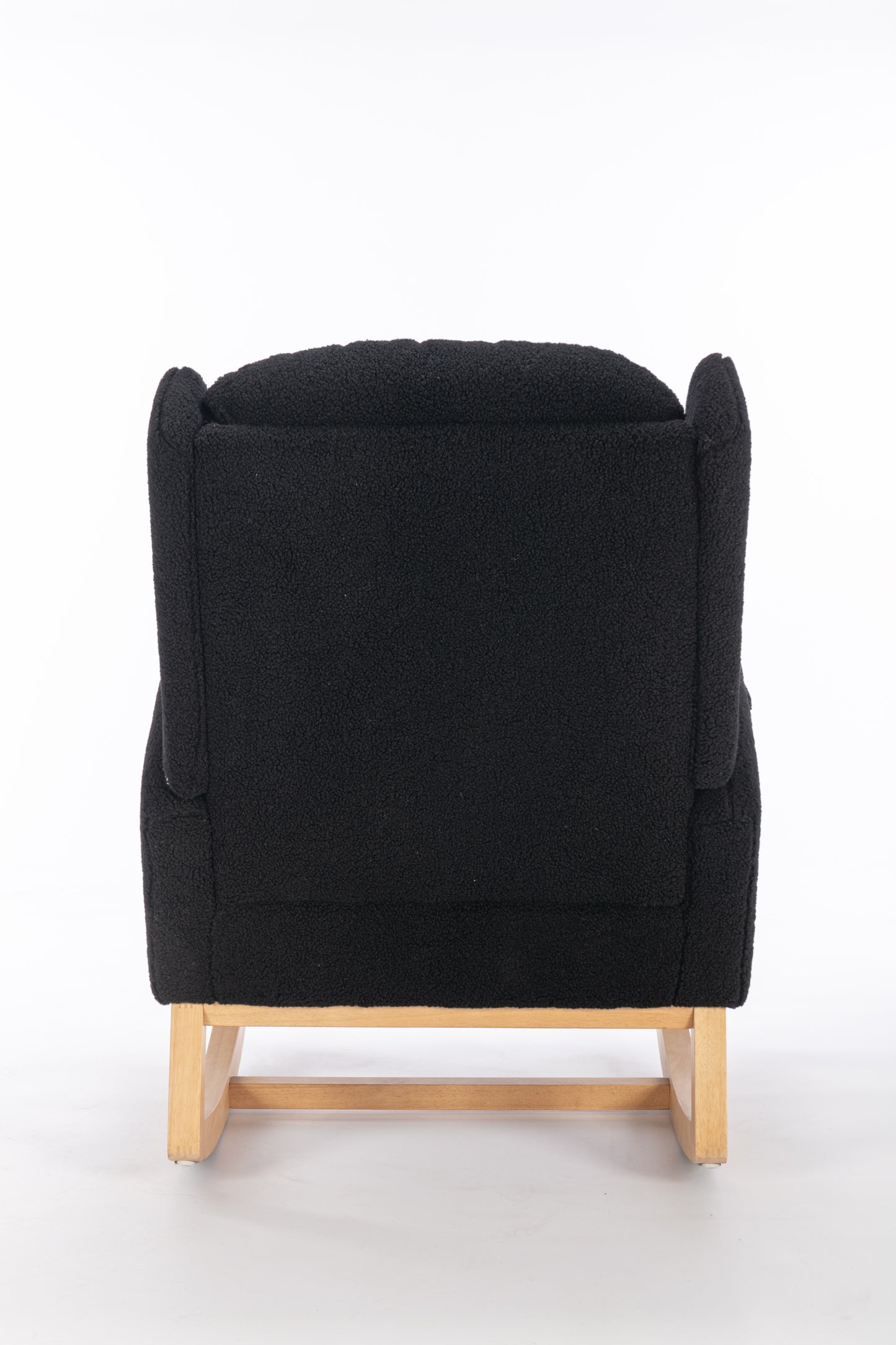 049-Teddy Fabric Rocking Chair With Packet Wood Legs,Black