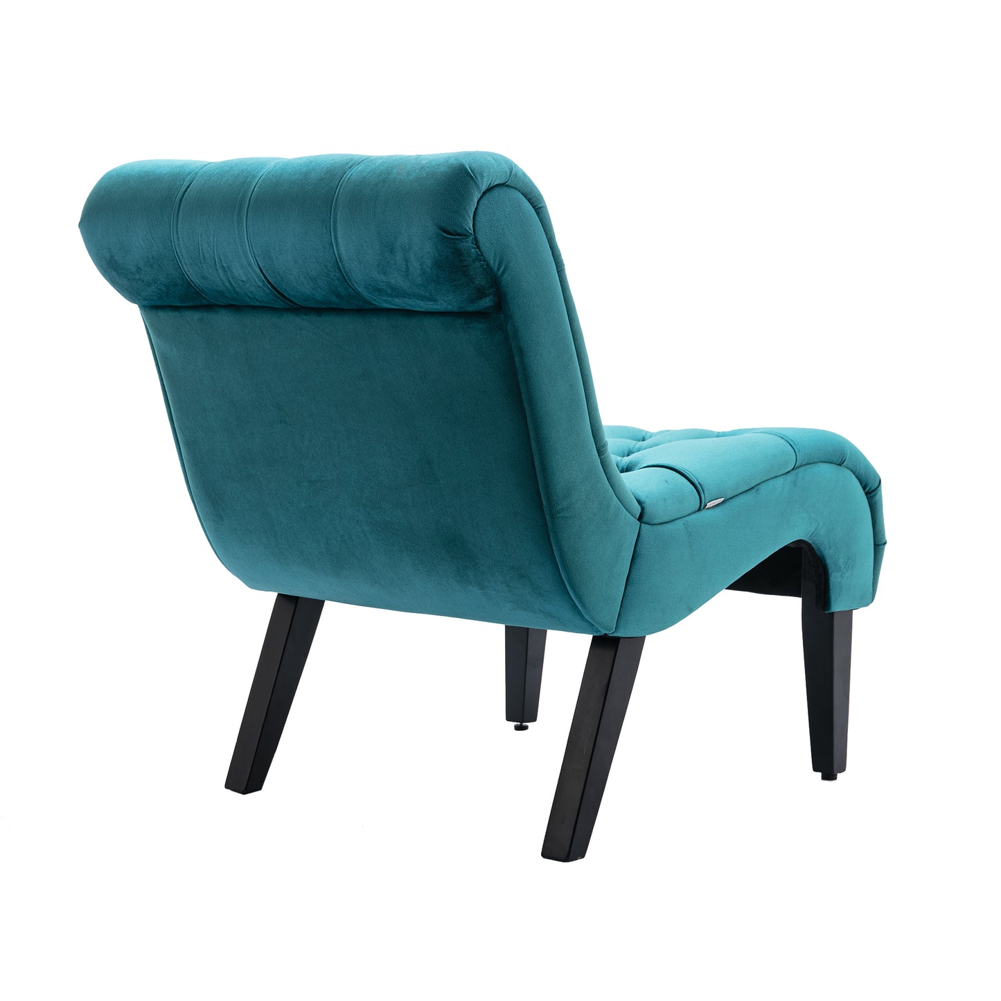 COOLMORE Modern Velvet Armless Accent Living Room Chair / Leisure Chair,Upholstered Fabric Button Comfortable Chair with Wooden Legs for Bedroom, Living Room, Office (Teal Velvet)