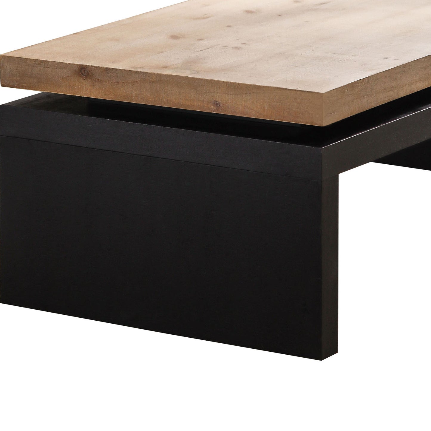 Black and Natural Wood Living Room Table Versatile Coffee Table 2-Tiered Wood Tabletop Table 47.6" L * 23.6" W * 16.3" H