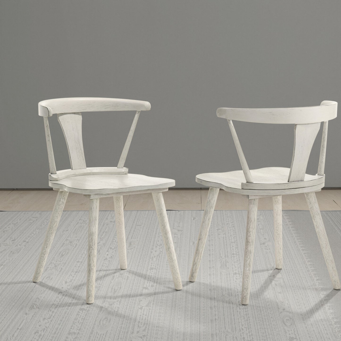 2-Piece Rustic Dining Side Chair Set, Solid Wood Frame, Farmhouse Modern Design, Easy Assembly