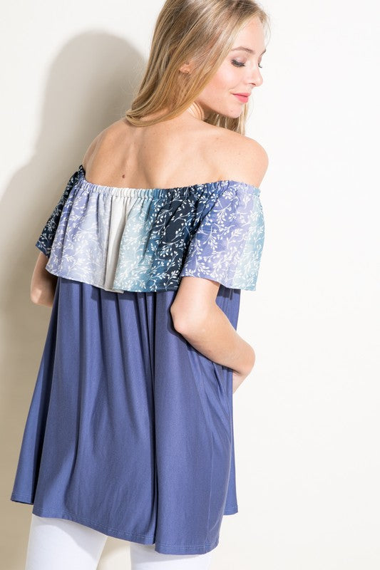 OMBRE TIE DYE OFF SHOULDER TOP