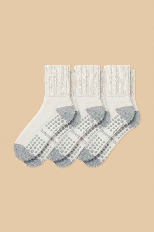 3-Pack Men's Work From Home Crew Socks with Relaxed Cuff and Non-Slip Grip