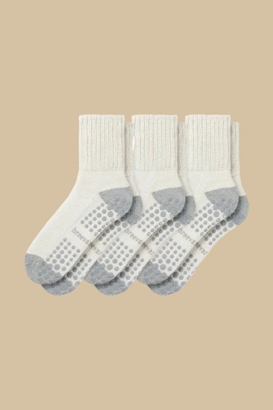3-Pack Men's Work From Home Crew Socks with Relaxed Cuff and Non-Slip Grip