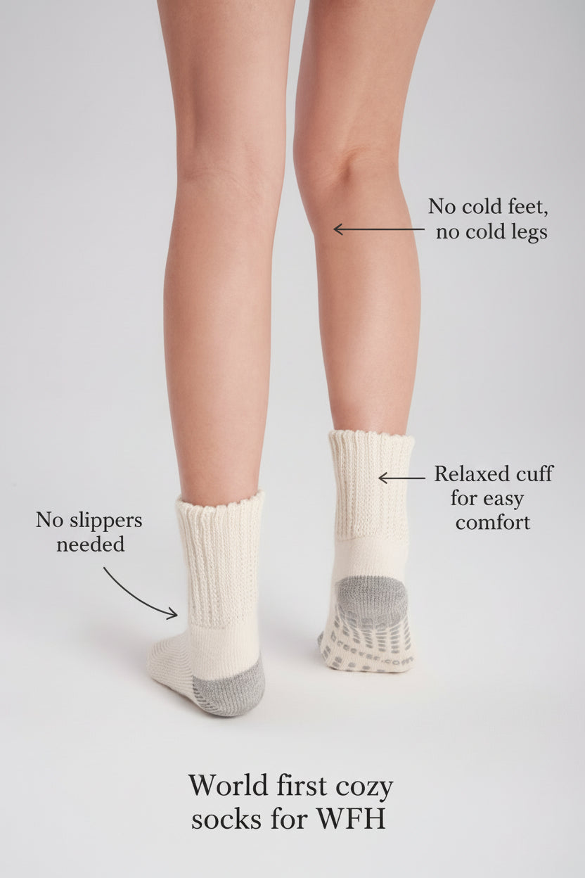 3-Pack Women's Work From Home Socks with Relaxed Cuff and Non-Slip Grip