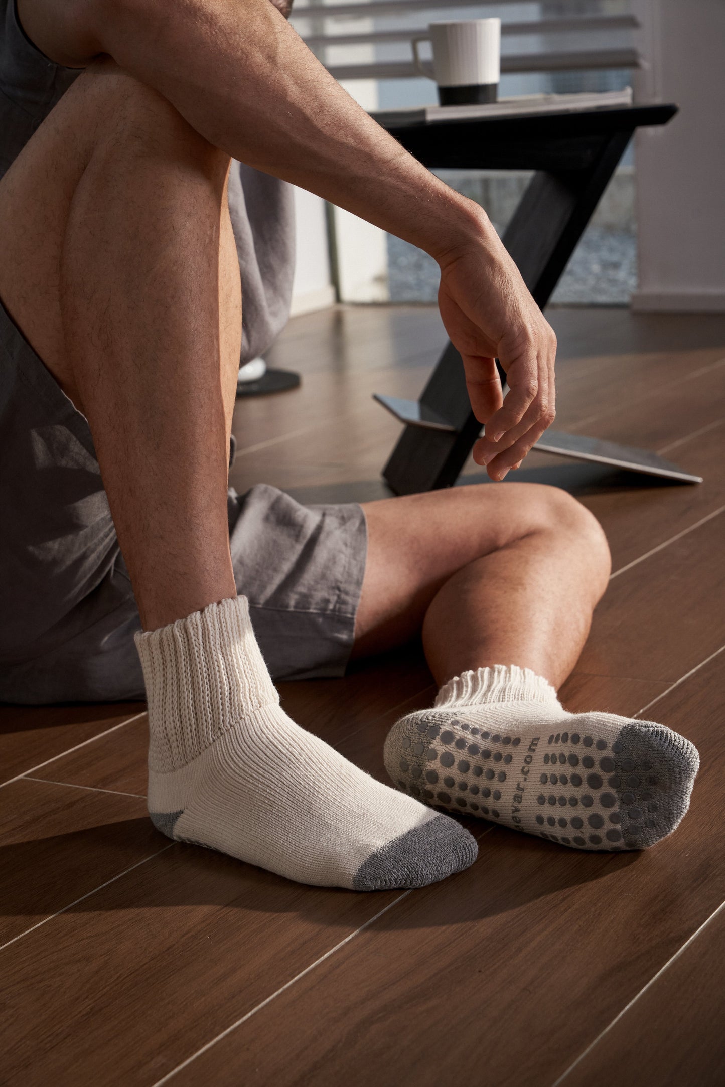6-Pack Men's Work From Home Crew Socks with Relaxed Cuff and Non-Slip Grip