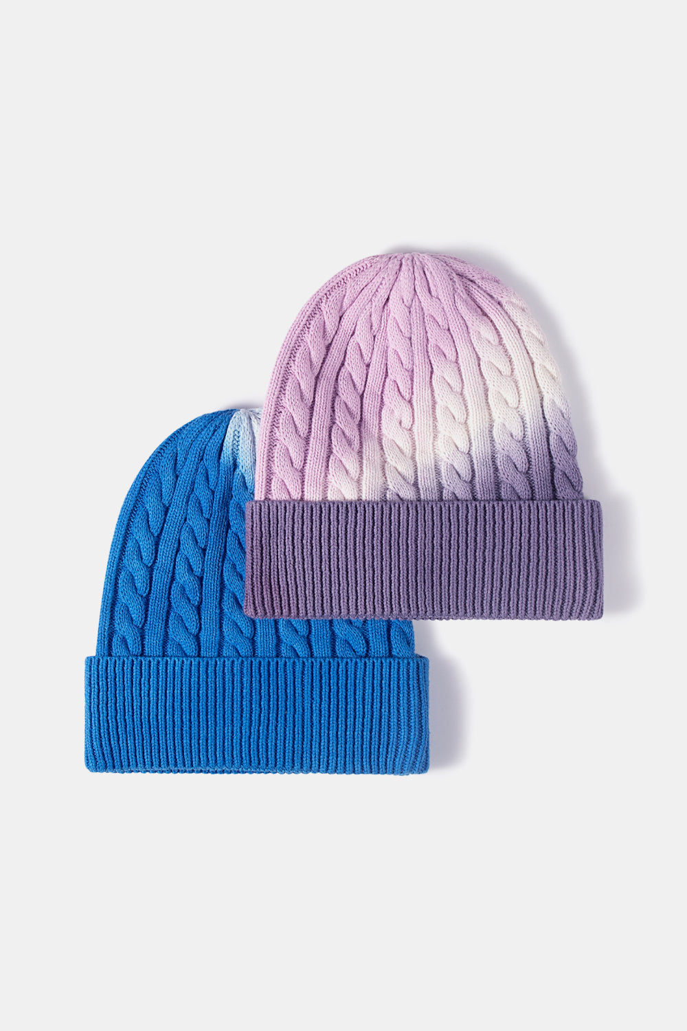 Contrast Tie-Dye Cable-Knit Cuffed Beanie