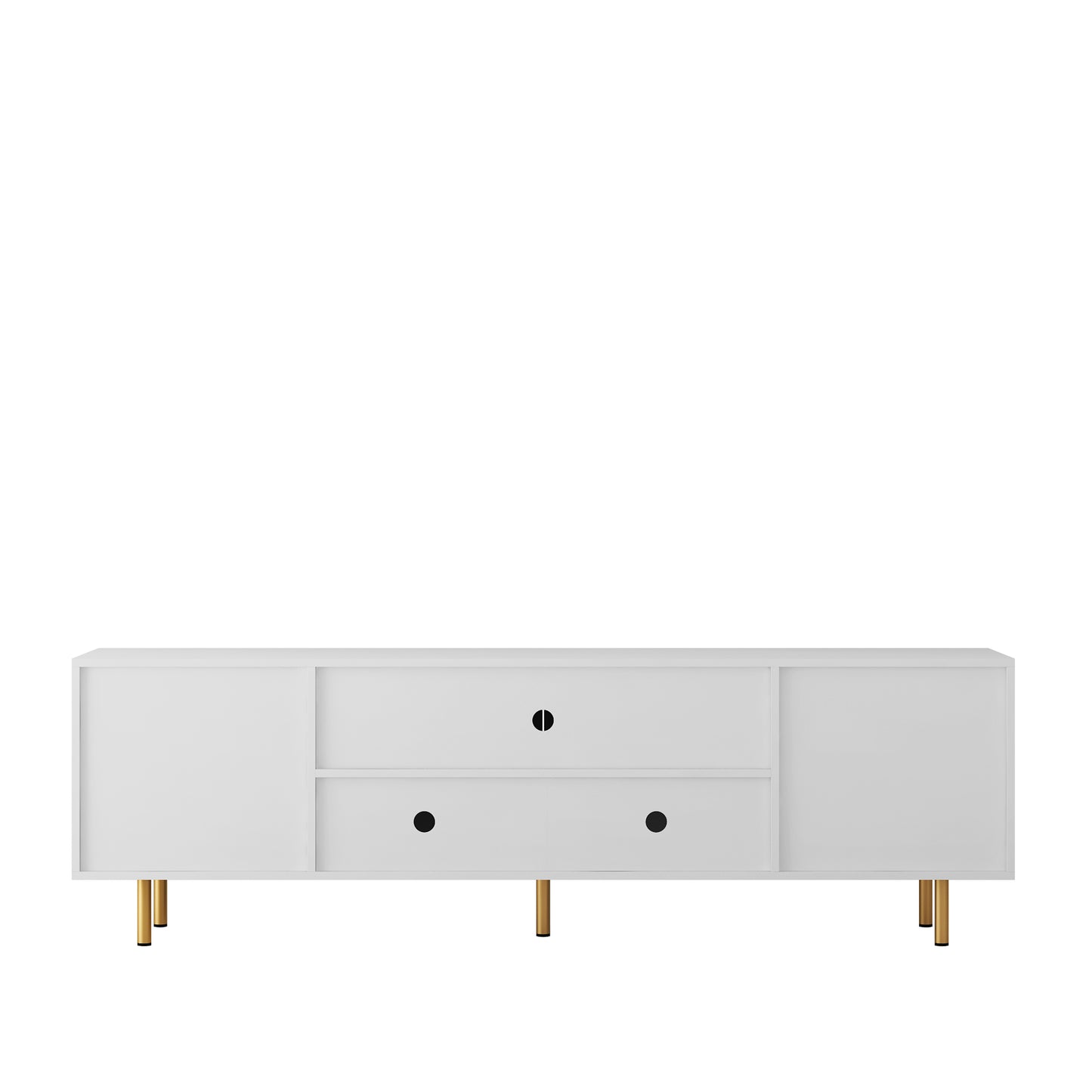 White Modern TV Stand Fluted 68" with Power Outlet, Entertainment Center with Storage Doors, TV Console Media Cabinet,  for 55+ Inch TV, Living Room