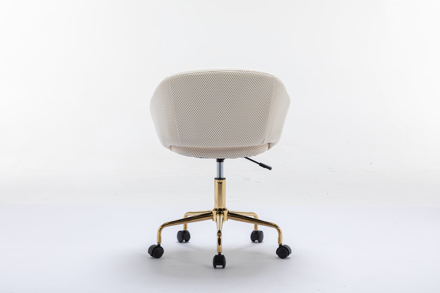 047-Mesh Fabric Home Office 360°Swivel Chair Adjustable Height With Gold Metal Base,Beige