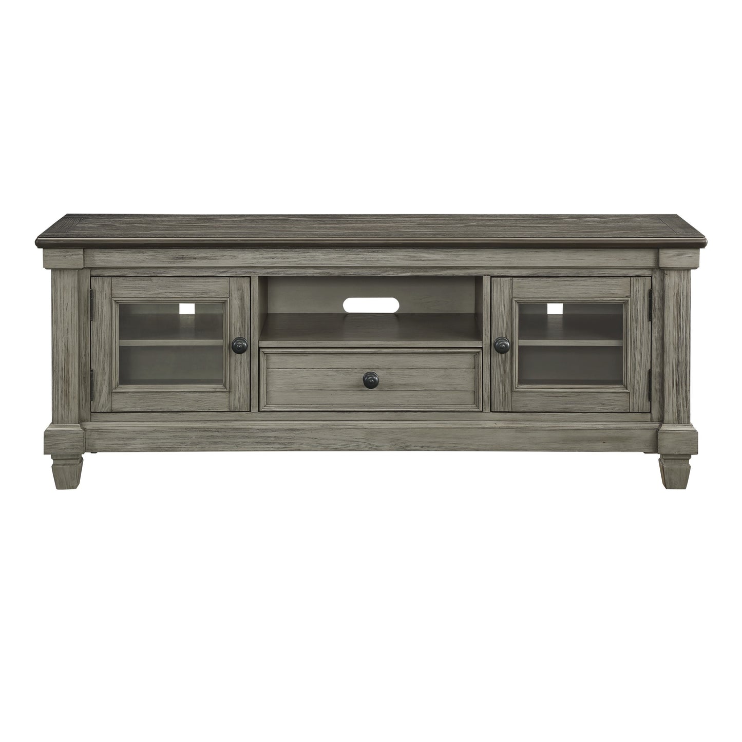 1pc TV Stand with Drawer Storage Cabinets Wooden Living Room Furniture, Coffee and Antique Gray Finish TV Console Table