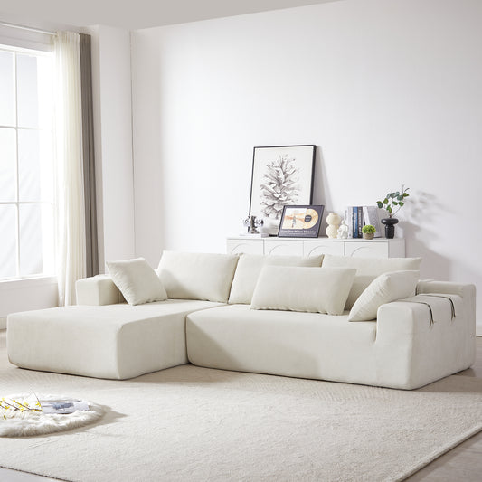 Modern Chenille Upholstered Sectional Sofa Couch Set,Modular 108' L Shaped Sectional Living Room Sofa Set With 6 Pillows,Free Combination Sofa Couch for Living Room,Bedroom(Left Chaise)