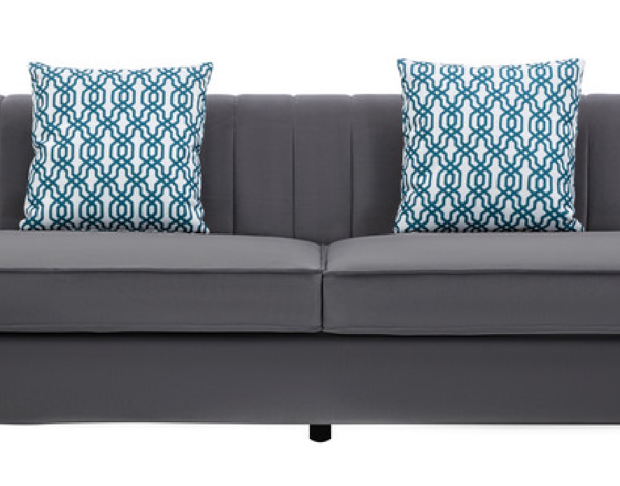 Maddie Gray Velvet 7-Seater Sectional Sofa with Reversible Chaise and Storage Ottoman