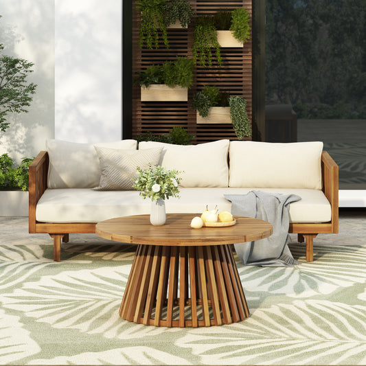 PATIO FURNITRE SETS : CLAREMONT 3 SEATER DAYBED + ACACIA WOOD TABLE