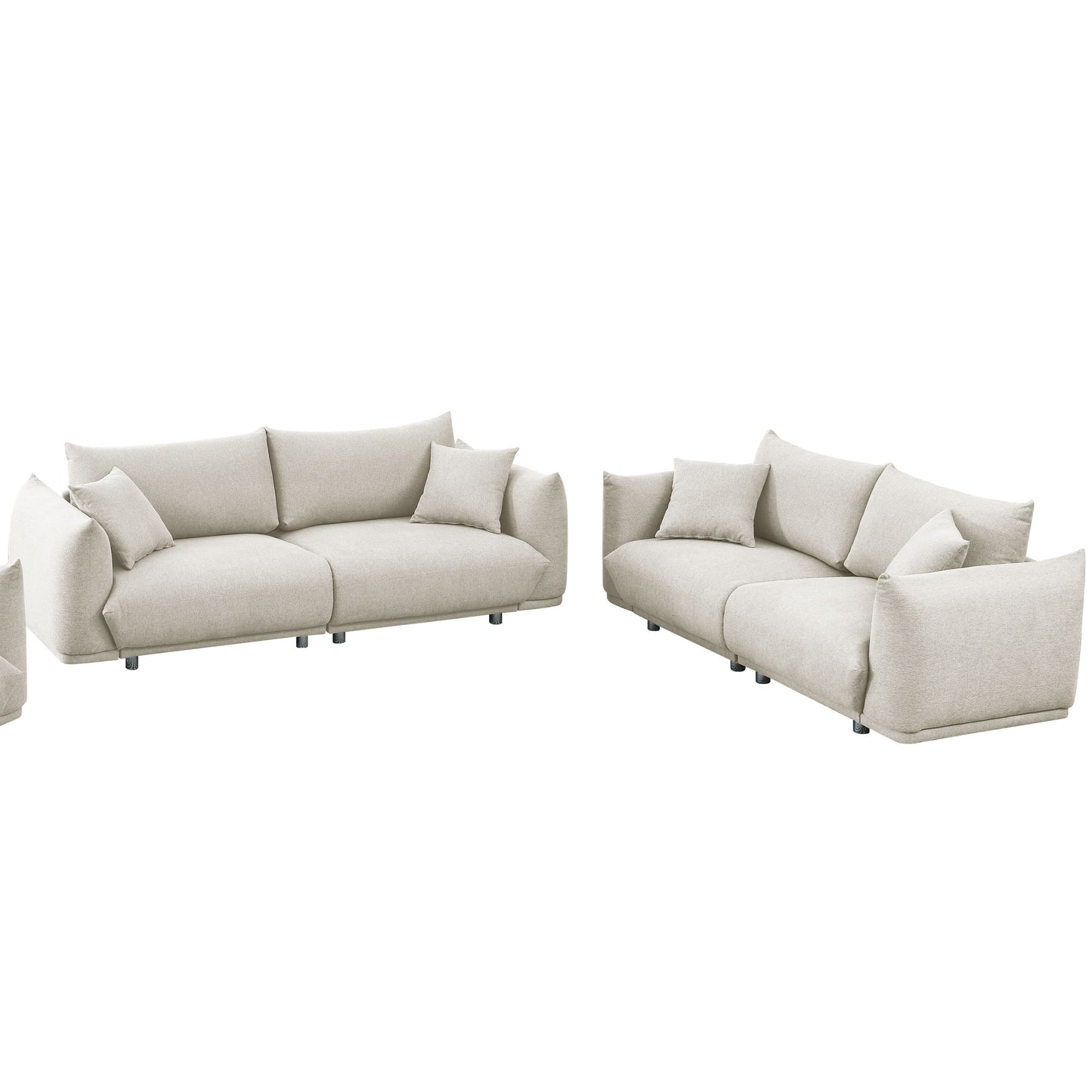 3-seater + 2-seater combination sofa Modern Couch for Living Room Sofa,Solid Wood Frame and Stable Metal Legs, 4 Pillows, Sofa Furniture for Apartment