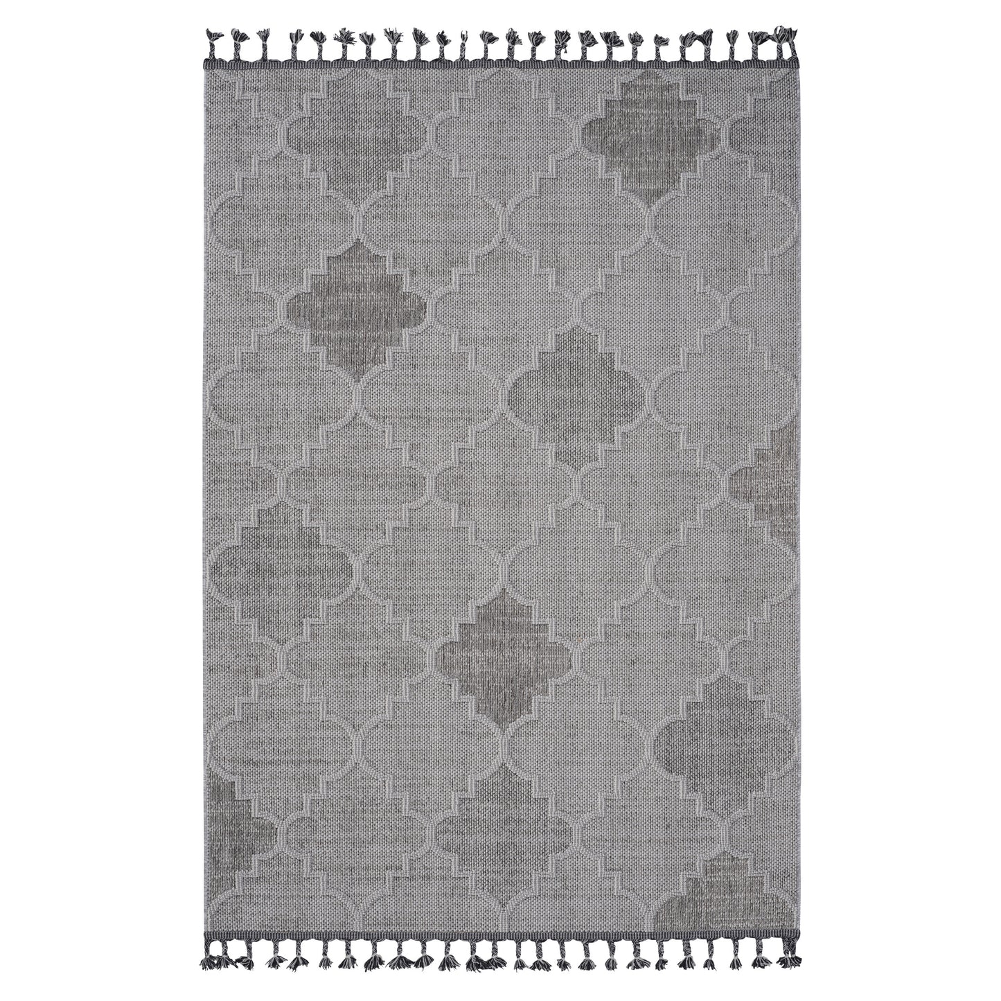 8X10 White/Grey /Trellis Indoor/Outdoor Area Rug