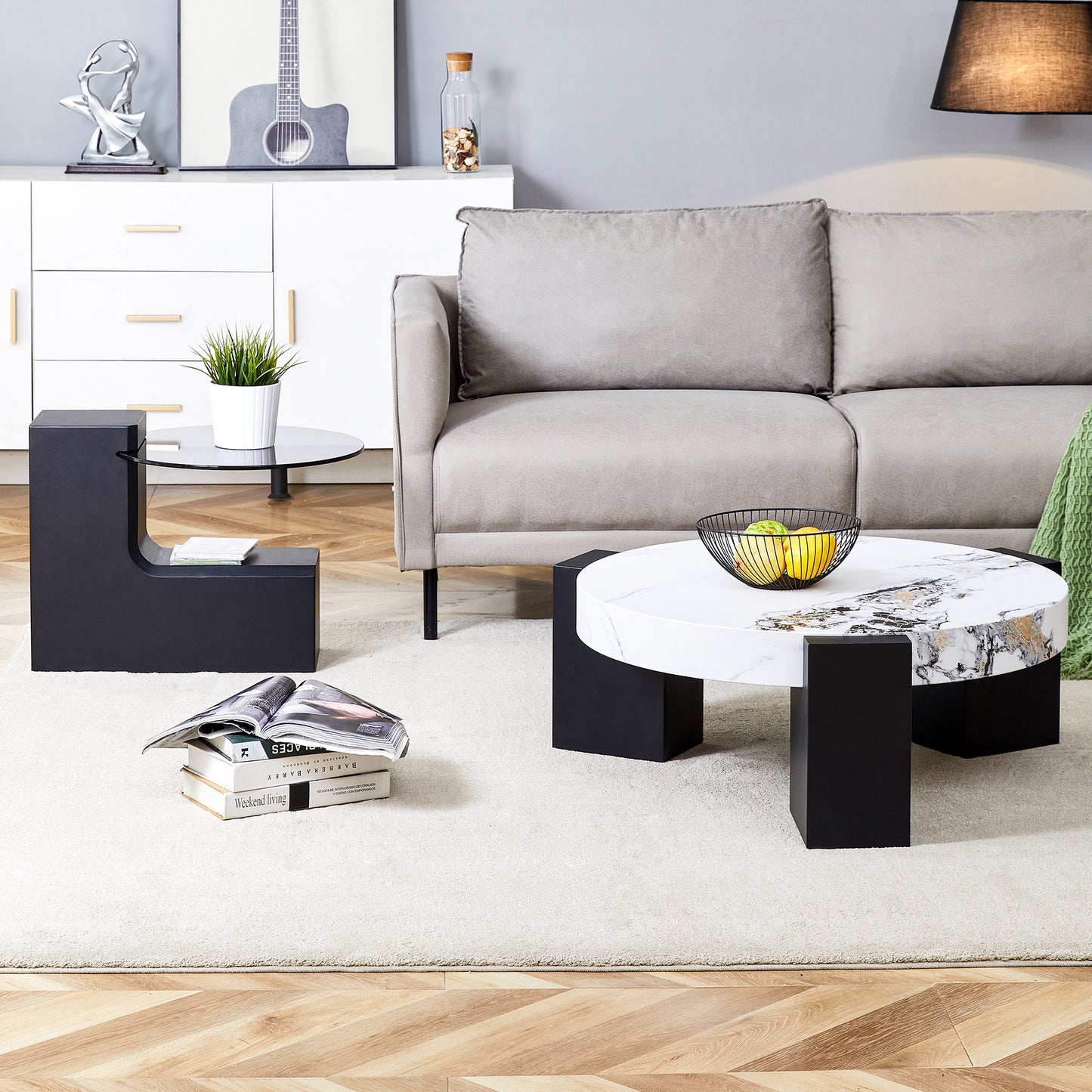 The detachable double-decker coffee table, the stylish design is more precious, and the detachable design can make the use of space more flexible and suitable for various scenes.