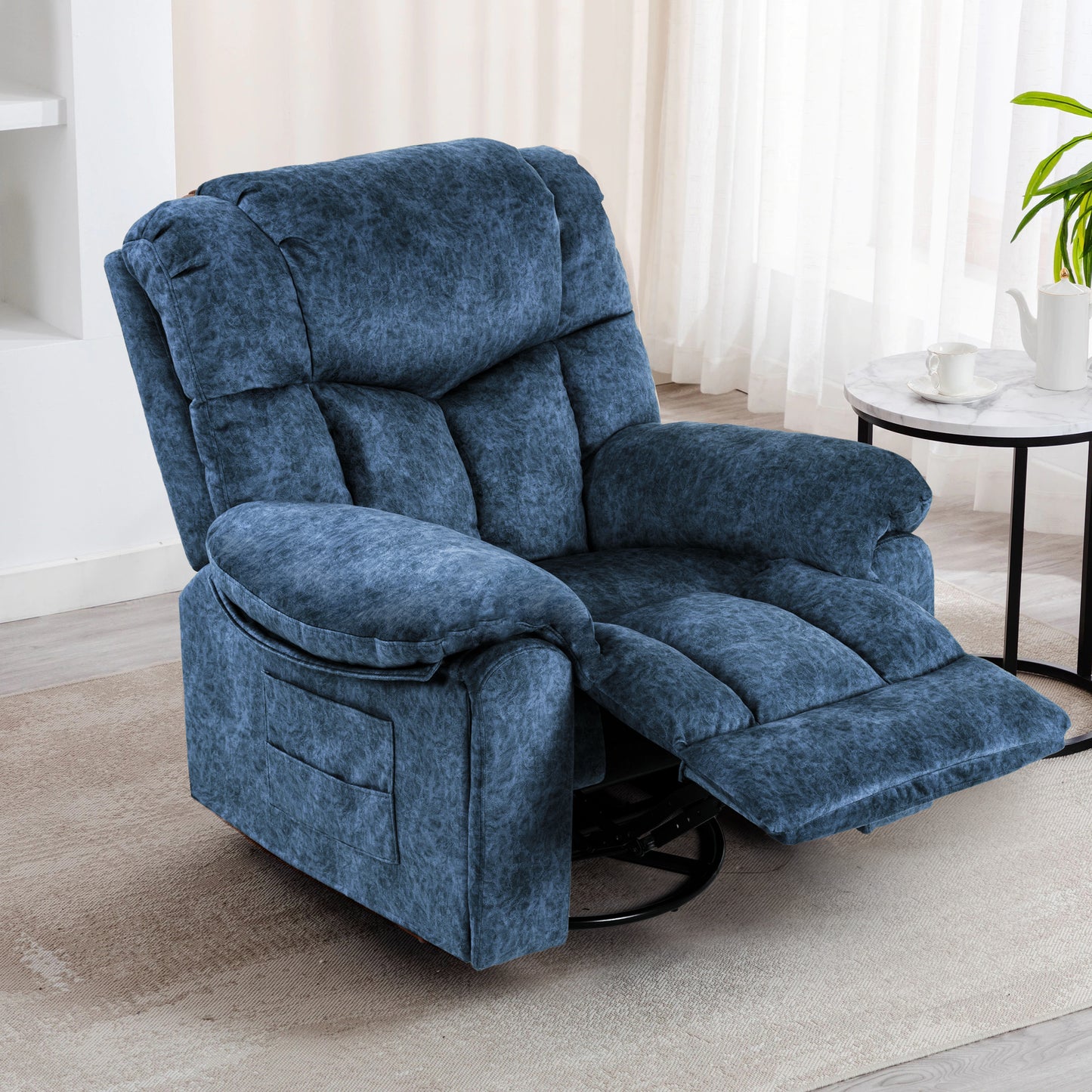 Swivel and Rocking Recliner Chair with Massage and Heating Bonded Leather Sofa