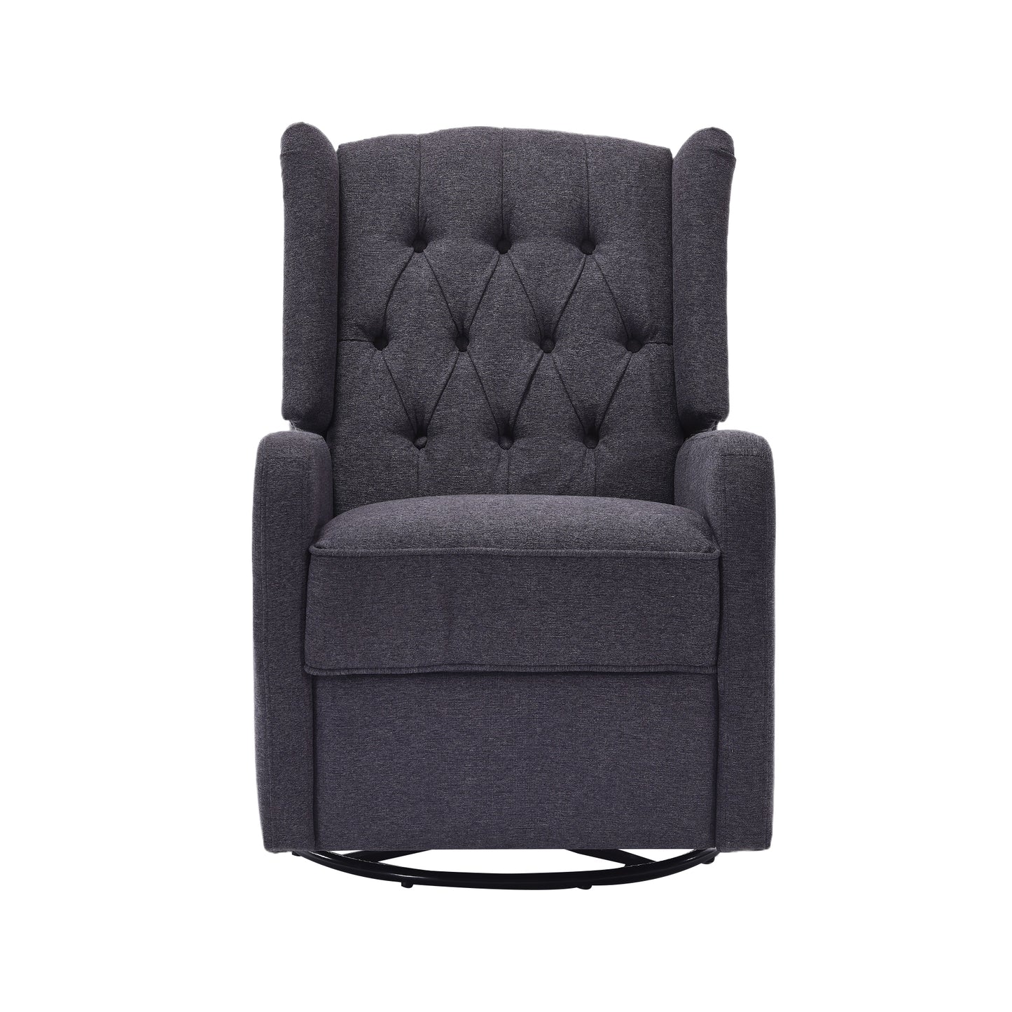 COOLMORE Rocking Recliner Chair,360 Degree Swivel Nursery Rocking Chair,Glider Chair,Modern Small Rocking Swivel Recliner Chair for Bedroom,Living Room Chair Home Theater Seat (Dark Gray)