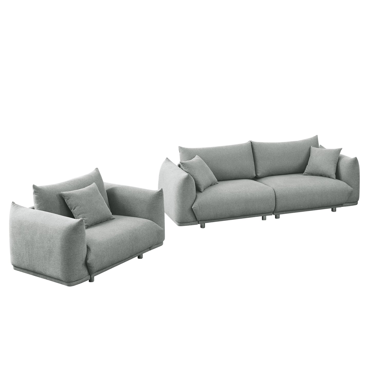 3-seater + 1-seater combination sofa Modern Couch for Living Room Sofa,Solid Wood Frame and Stable Metal Legs, 3 Pillows, Sofa Furniture for Apartment