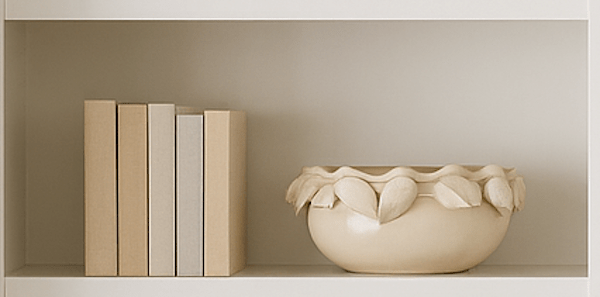 Cream Stoneware Bowl with Lemons – Decorative Accent