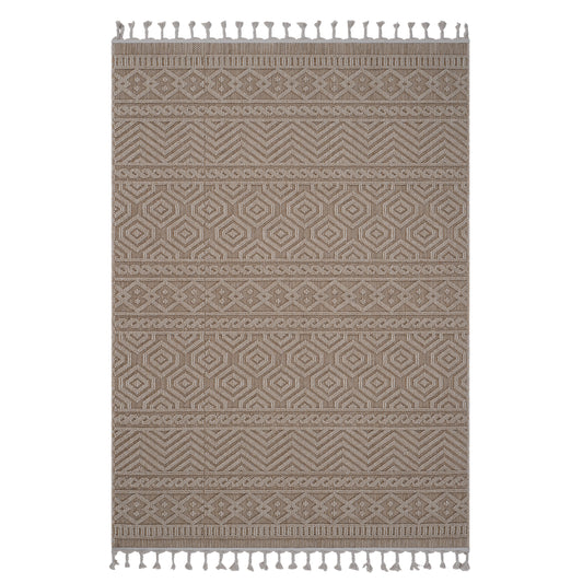 8X10 Mocha /Geometric Indoor/Outdoor Area Rug