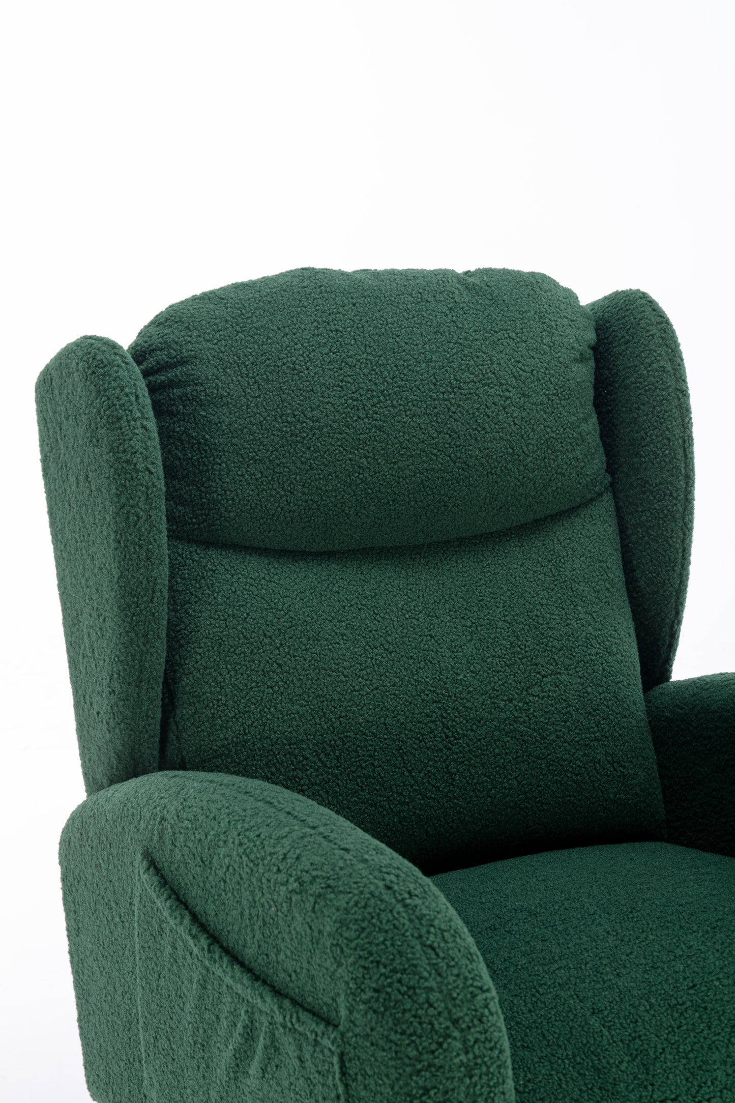 049-Teddy Fabric Rocking Chair With Packet Wood Legs,Green