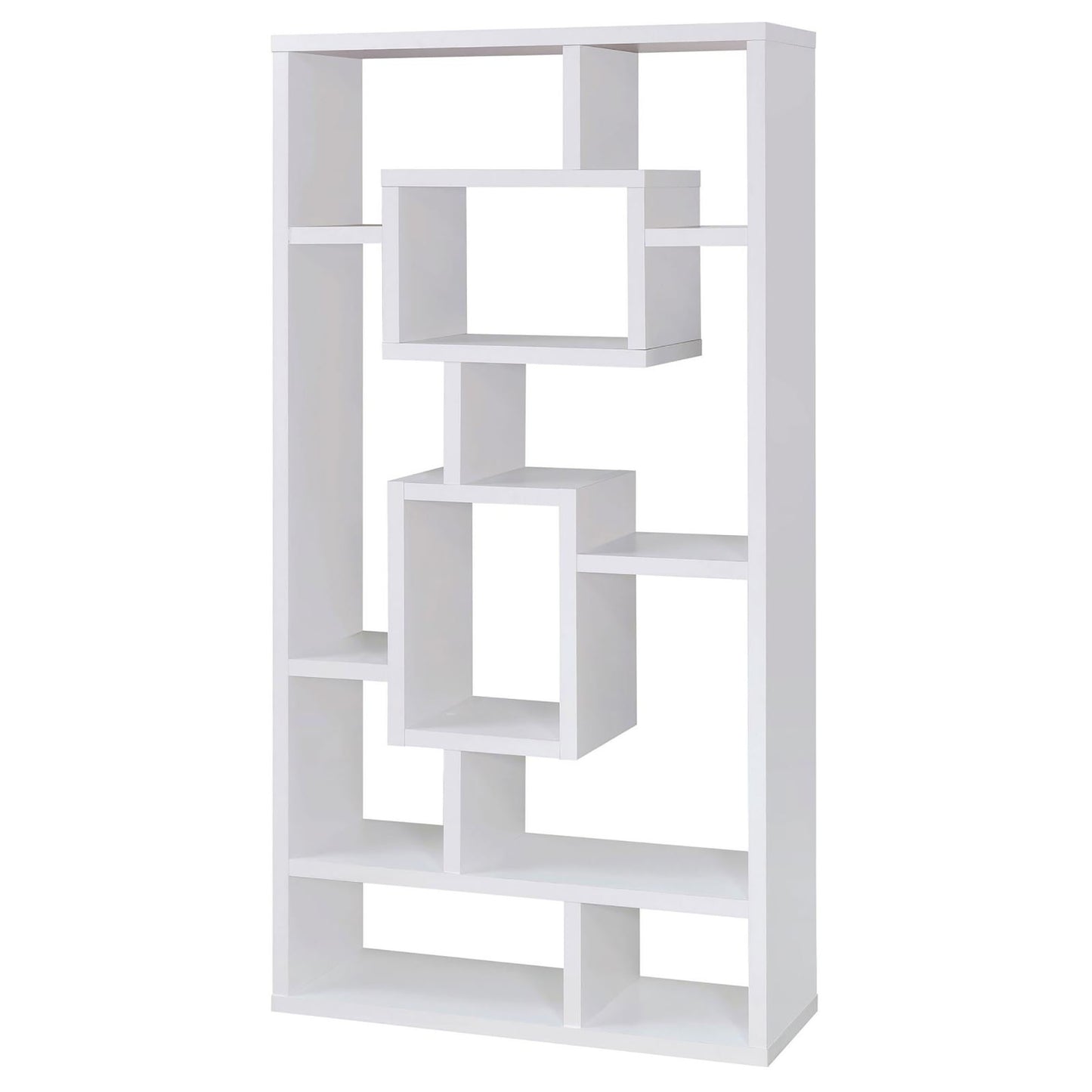 White 10-Shelf Open Back Bookcase