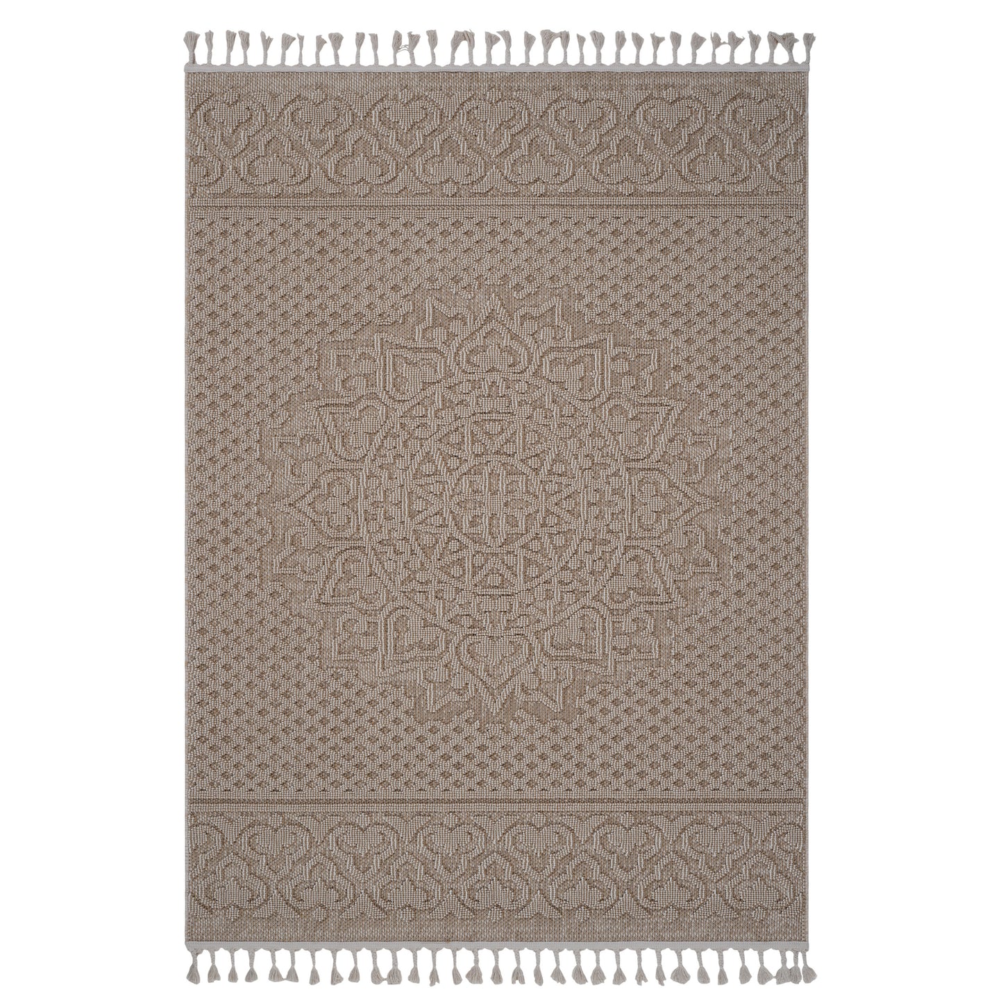 NAAR Guros Collection 8X10 Beige /Medallion Indoor/Outdoor Area Rug