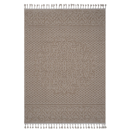 NAAR Guros Collection 8X10 Beige /Medallion Indoor/Outdoor Area Rug