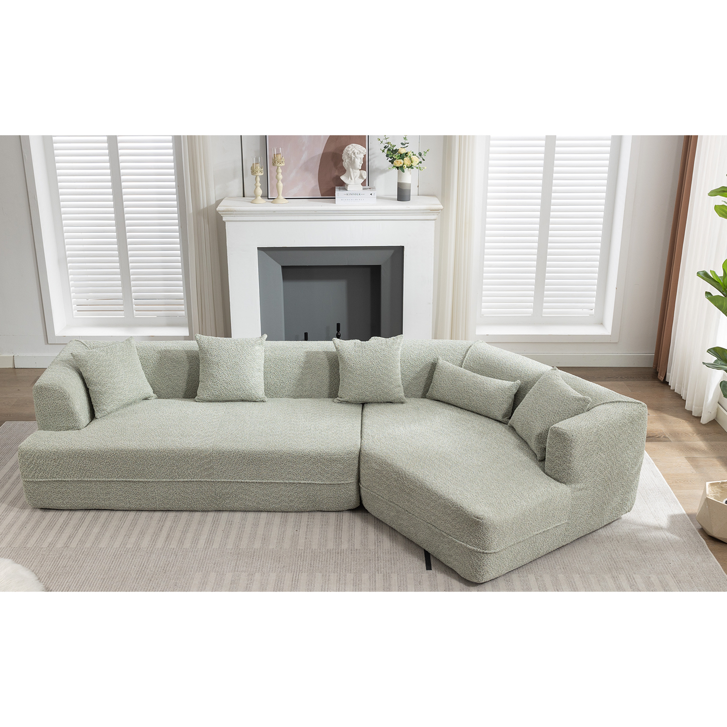 Modular sofa , modern minimalist style sofa,  upholstered ,  free combination, round fiber fabric, anti-wrinkle fabric,Dimension extension,Green