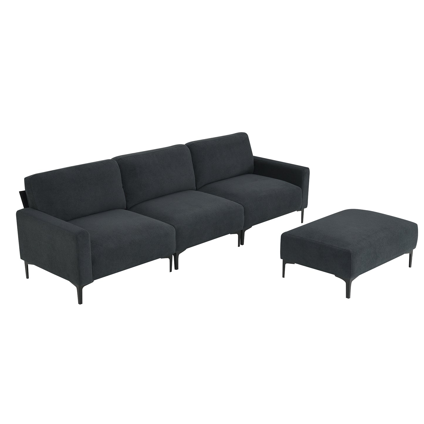 103.5*59" Modern L-shaped Sectional Sofa, 4-seat Velvet Fabric Couch Set with Convertible Ottoman,Freely Combinable Sofa for Living Room, Apartment, Office,Apartment,2 Colors