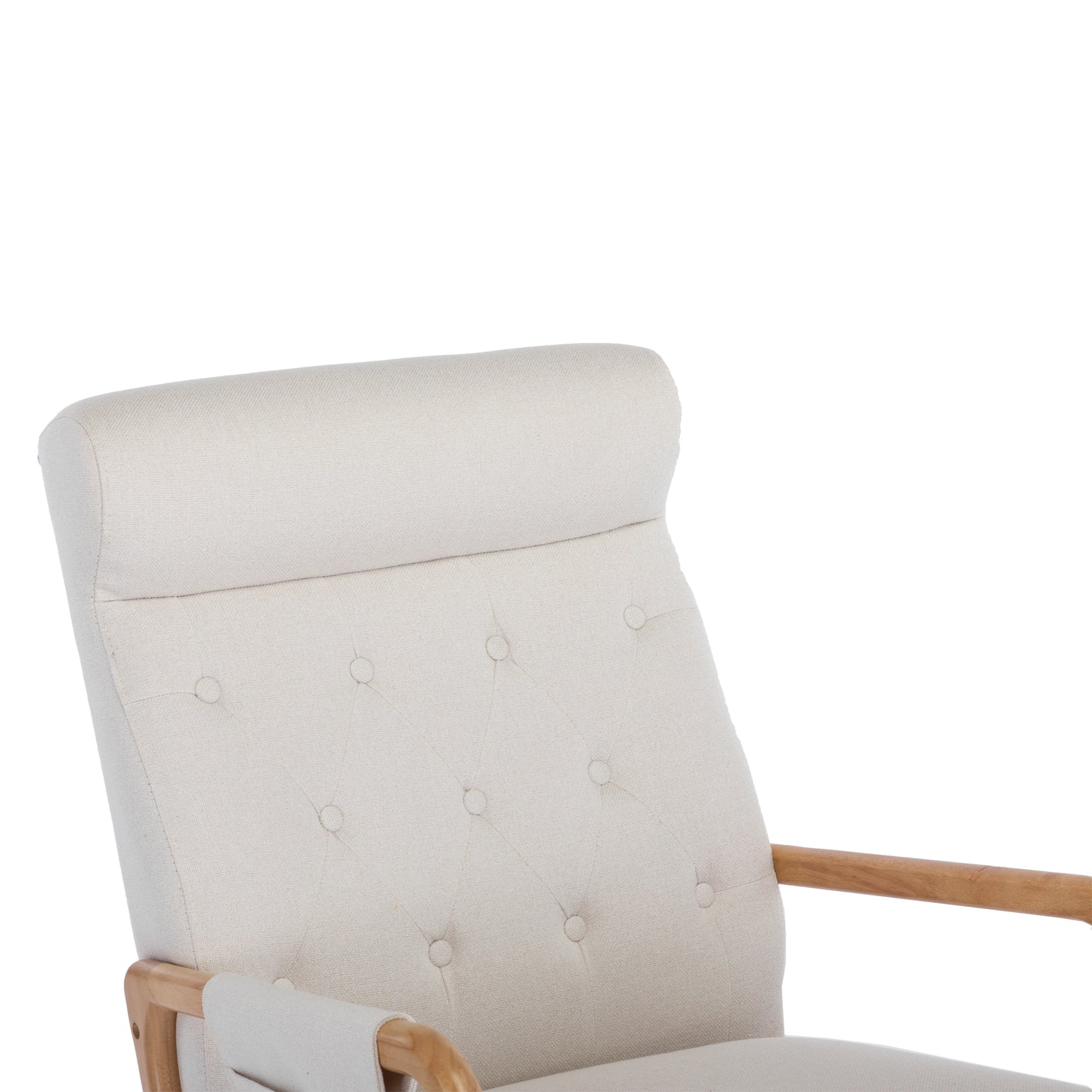 COOLMORE Rocking Chair With Ottoman, Mid-Century Modern Upholstered Fabric Rocking Armchair, Rocking Chair Nursery with Thick Padded Cushion, High Backrest Accent Glider Rocker Chair for Living Room