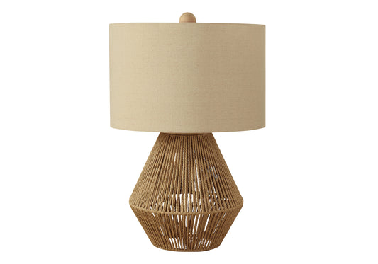 Lighting, 22'h, Table Lamp, Brown Rope, Beige Shade, Transitional
