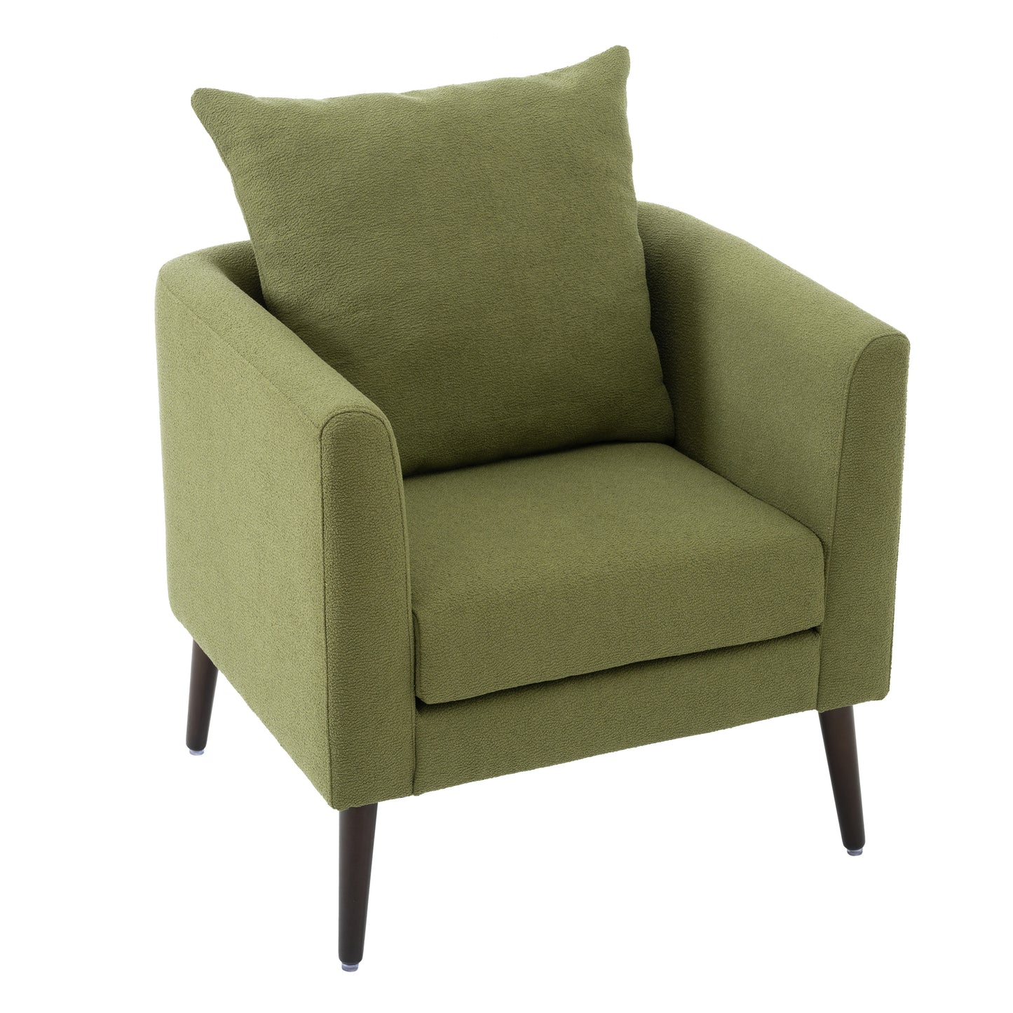 Barrel Chair, Modern Accent Chair, Fabric Armchair Club Chair,Upholstered Arm Chair with Solid Wood Legs,Waist Pillow,Padded Single Chair for Living Room/Bedroom/Study/Waiting Room,Olive Green