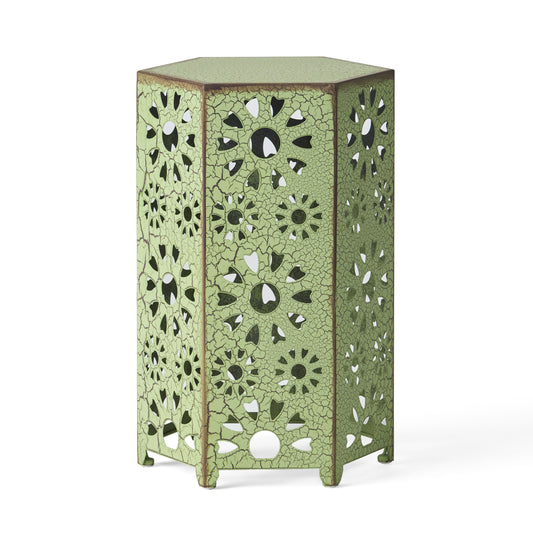 ELIANA 12' Side Table Sunburst Design Green Iron Compact