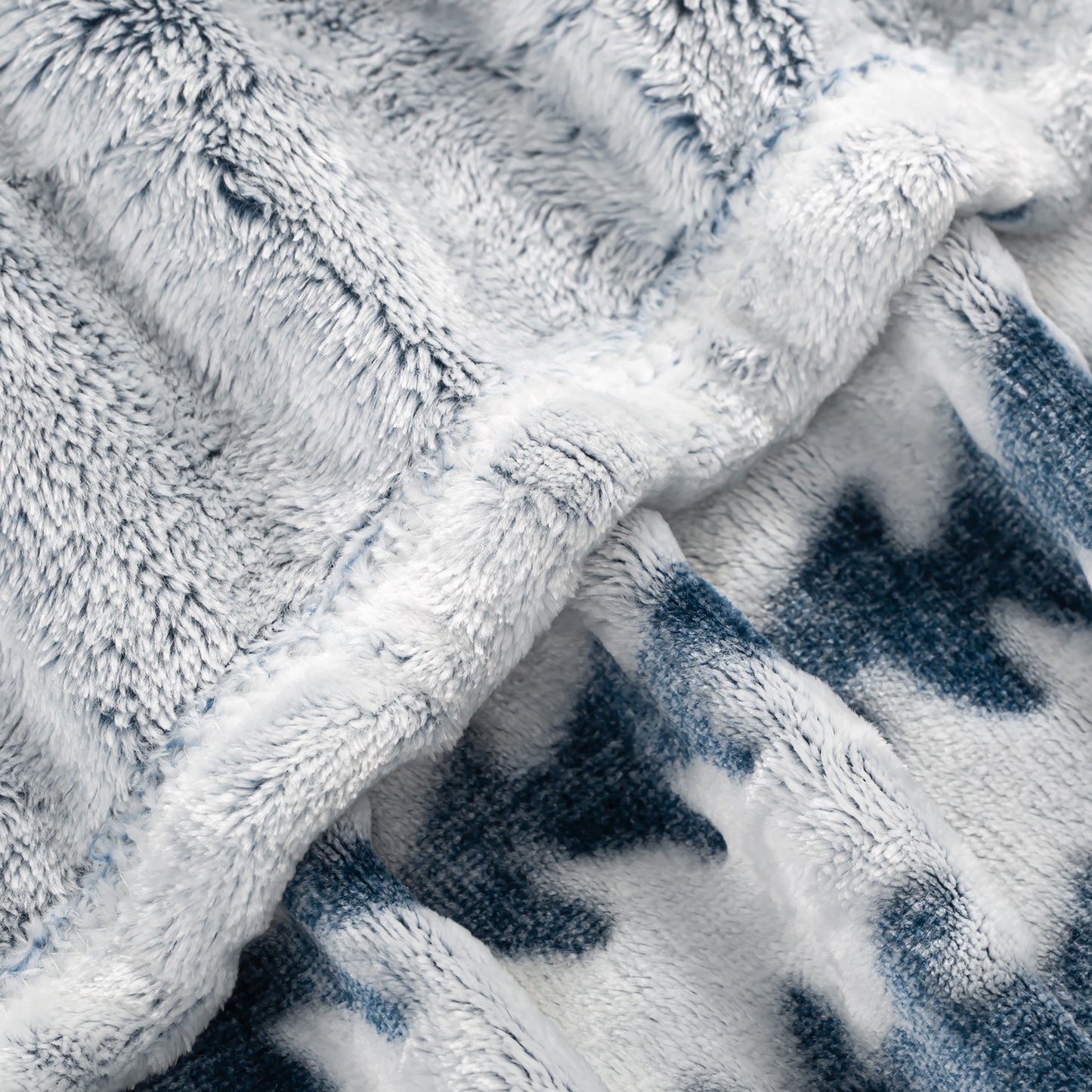 Back Printing Shaved Flannel Plush Blanket, Blue Stripe Blanket for Bed or Sofa, 60" x 80"
