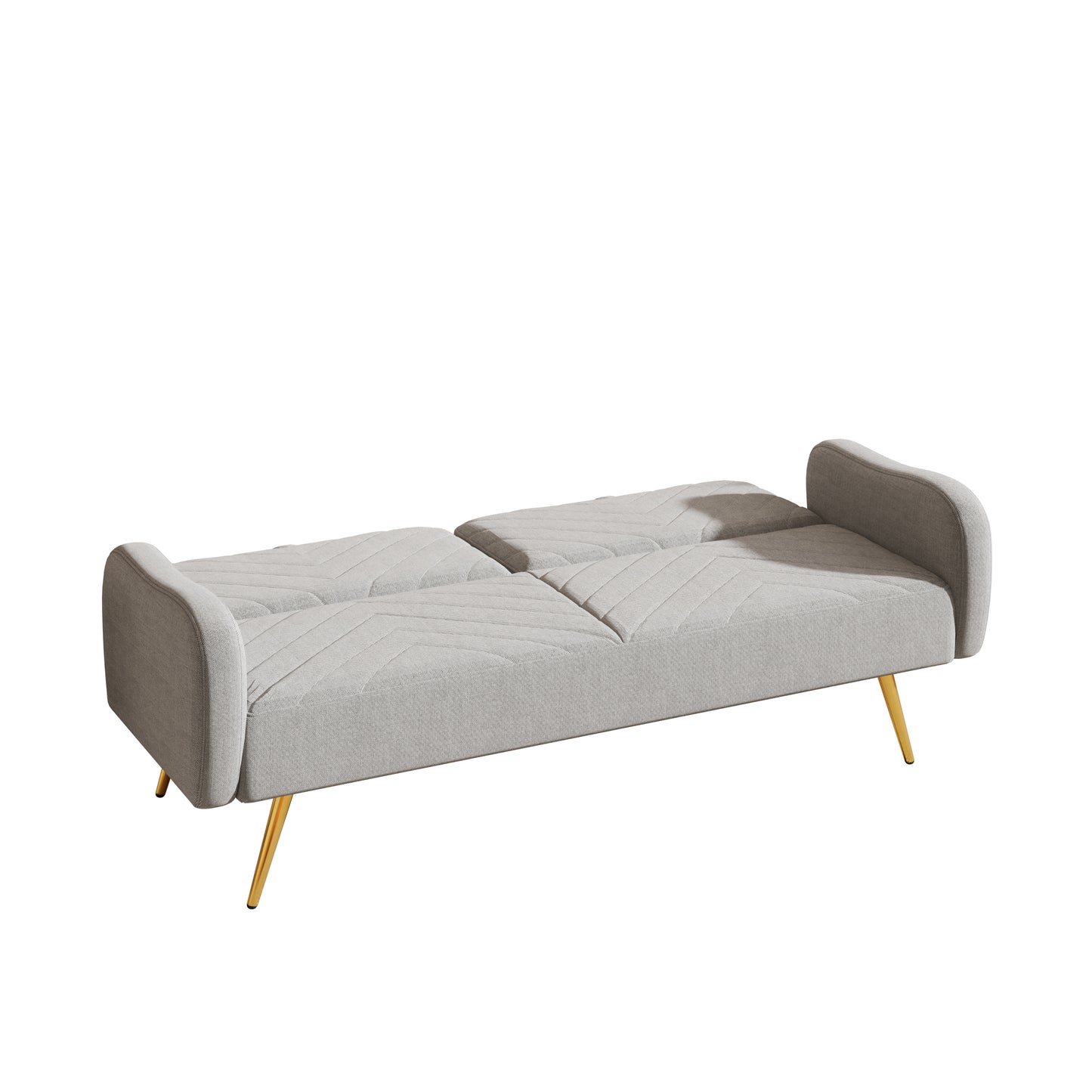 70.47" Gray Fabric Double Sofa with Split Backrest and Two Throw Pillows