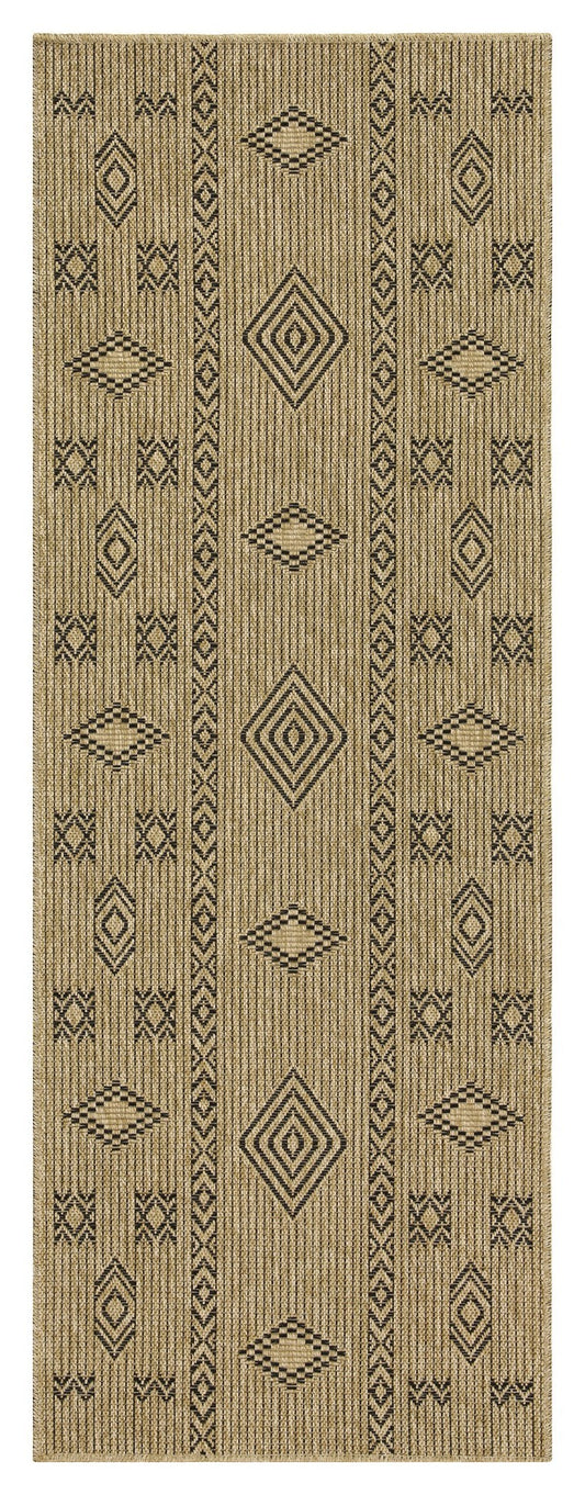 Earth GC_NTL1001 Jute/Black 2 ft. 7 in. x 7 ft. 3 in. Indoor/Outdoor Area Rug