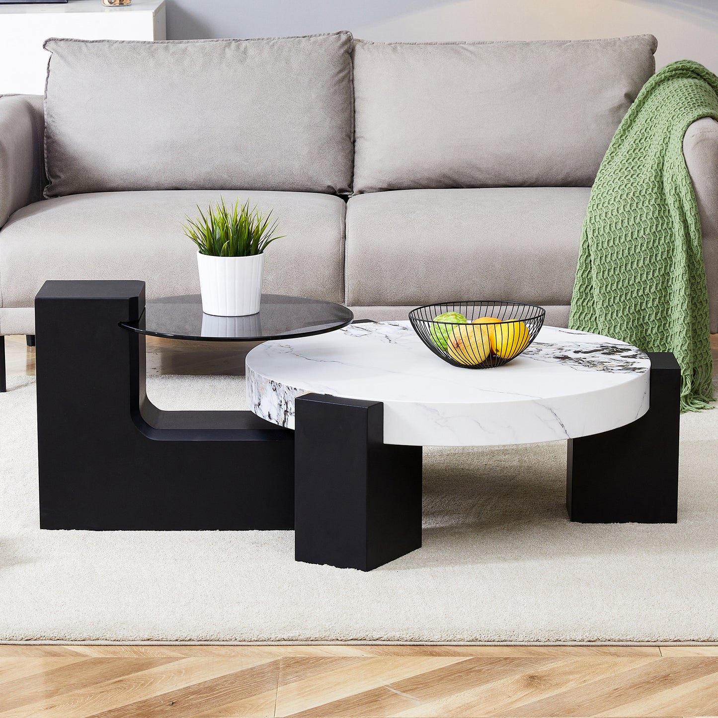 The detachable double-decker coffee table, the stylish design is more precious, and the detachable design can make the use of space more flexible and suitable for various scenes.