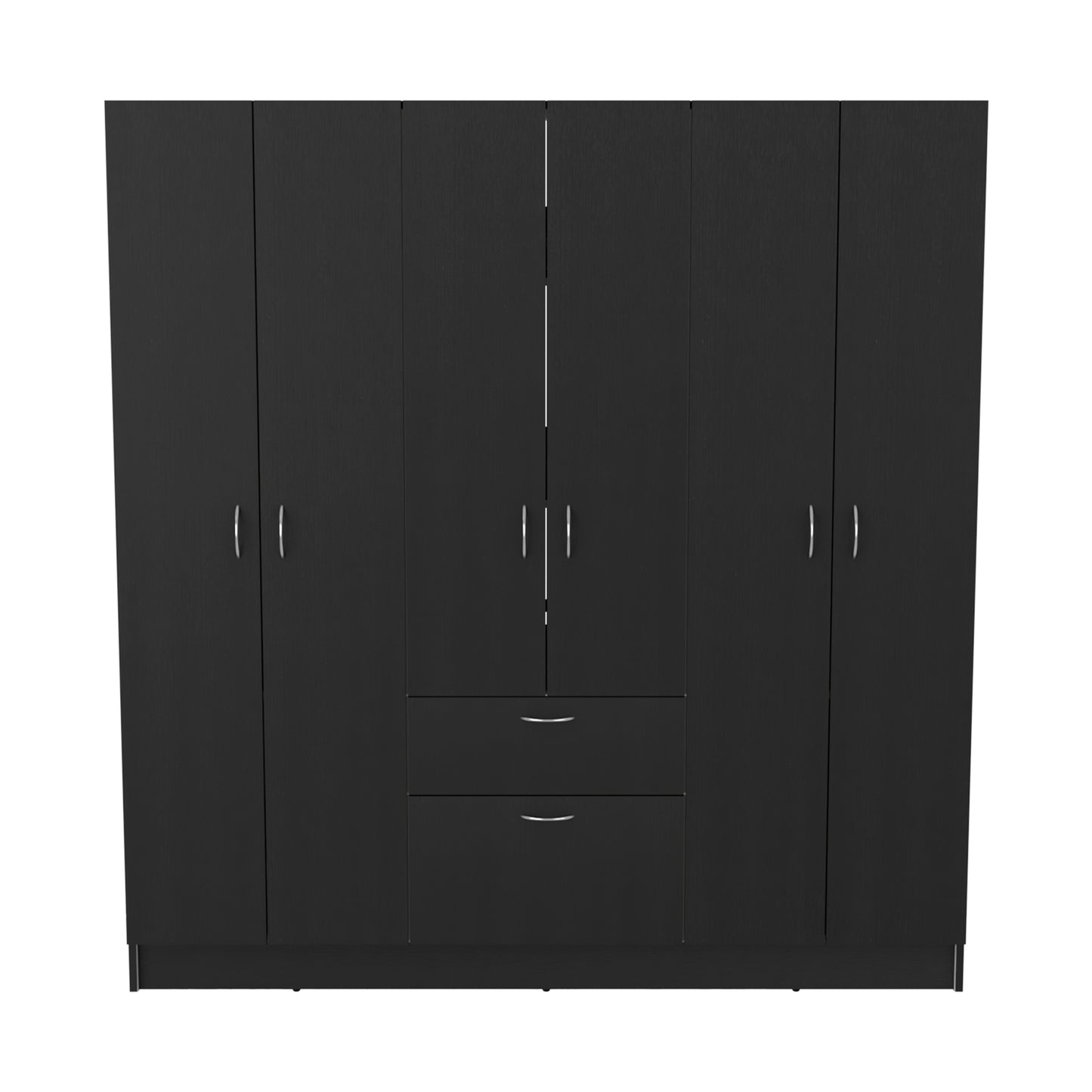 Mitu Six Doors Armoire, Seven Interior Shelves, One Drawer, Rod Black / White