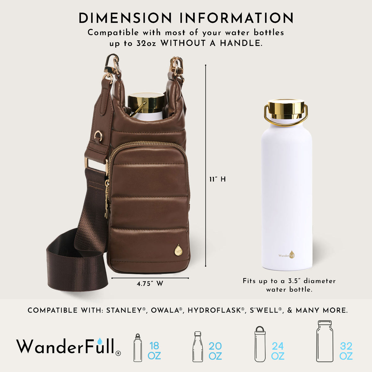 Brown Mocha Vegan Leather HydroBag® with Strap Bundle- Oprah's Favorite Things