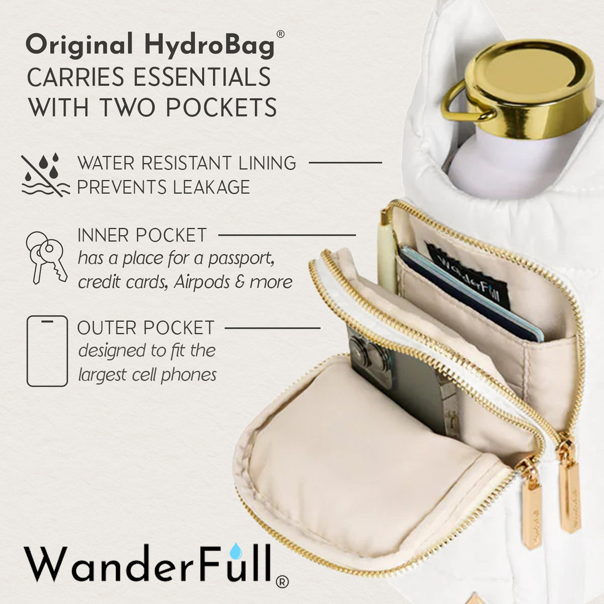 Ivory Vegan Leather HydroBag® with Strap Bundle Oprah's Favorite Things