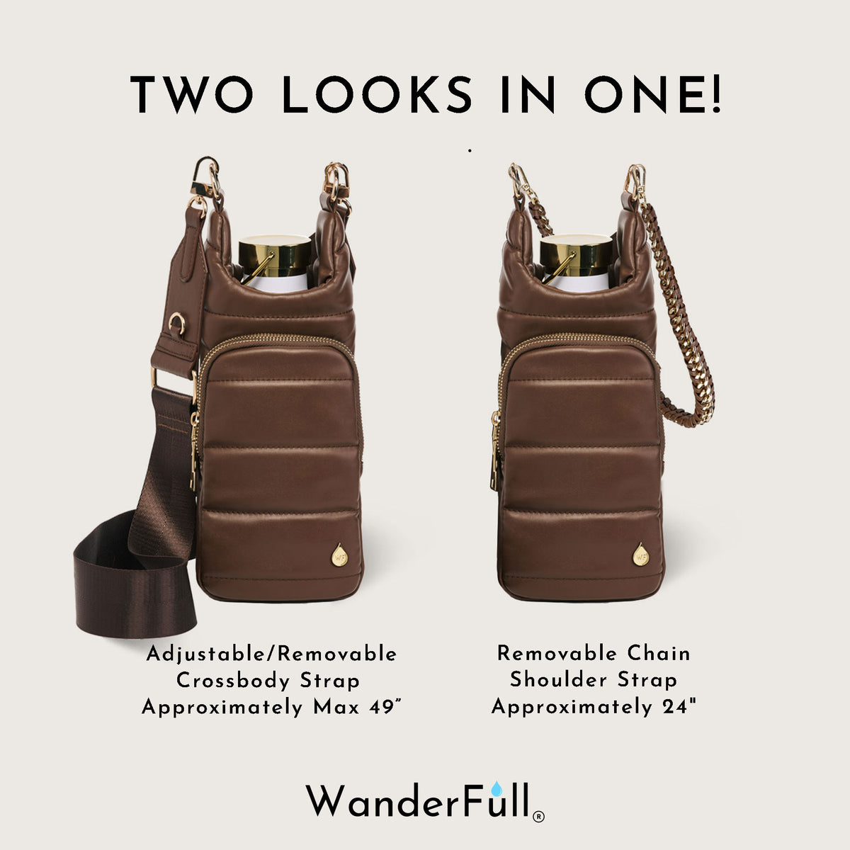 Brown Mocha Vegan Leather HydroBag® with Strap Bundle- Oprah's Favorite Things