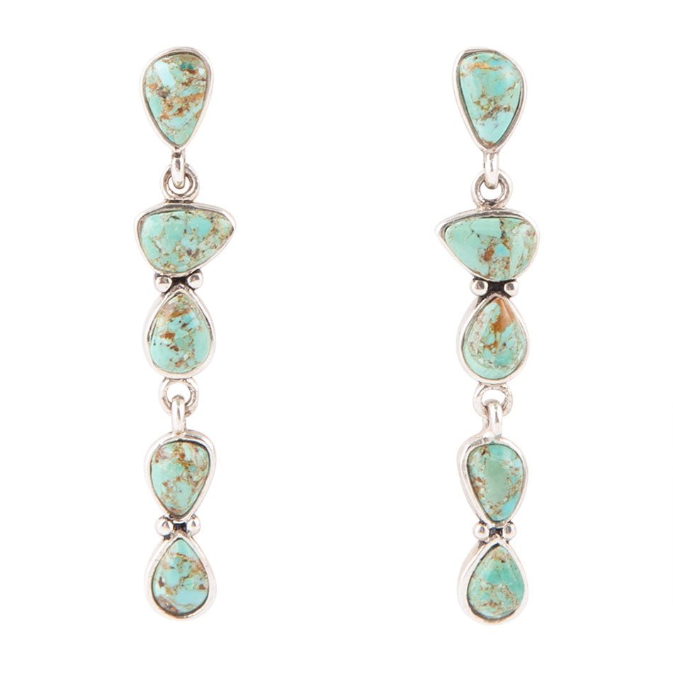 Durango Blue Turquoise and Sterling Silver Linear Post Earrings