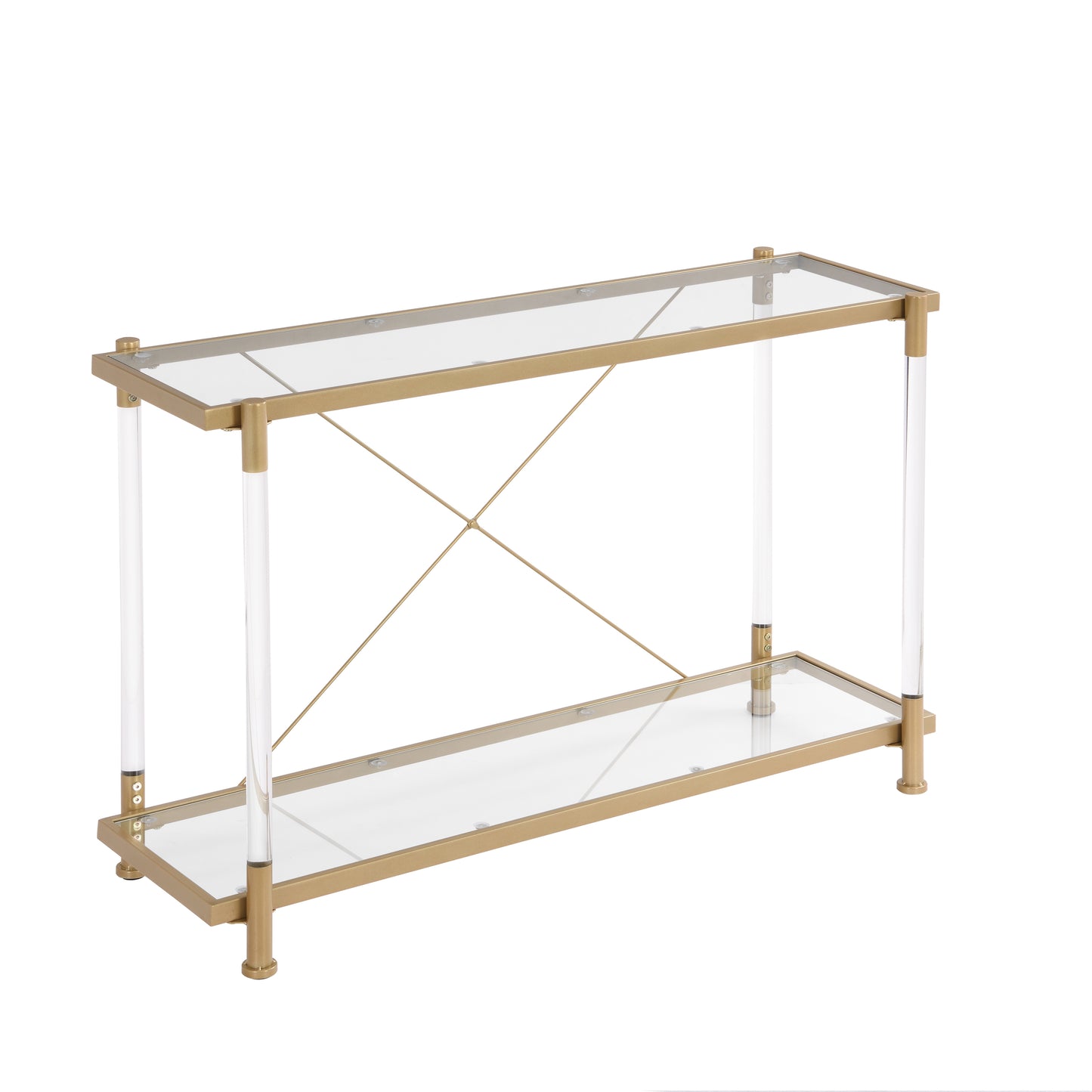 Acrylic Glass Side Table, Golden Sofa Table, Console Table for Living Room& Bedroom