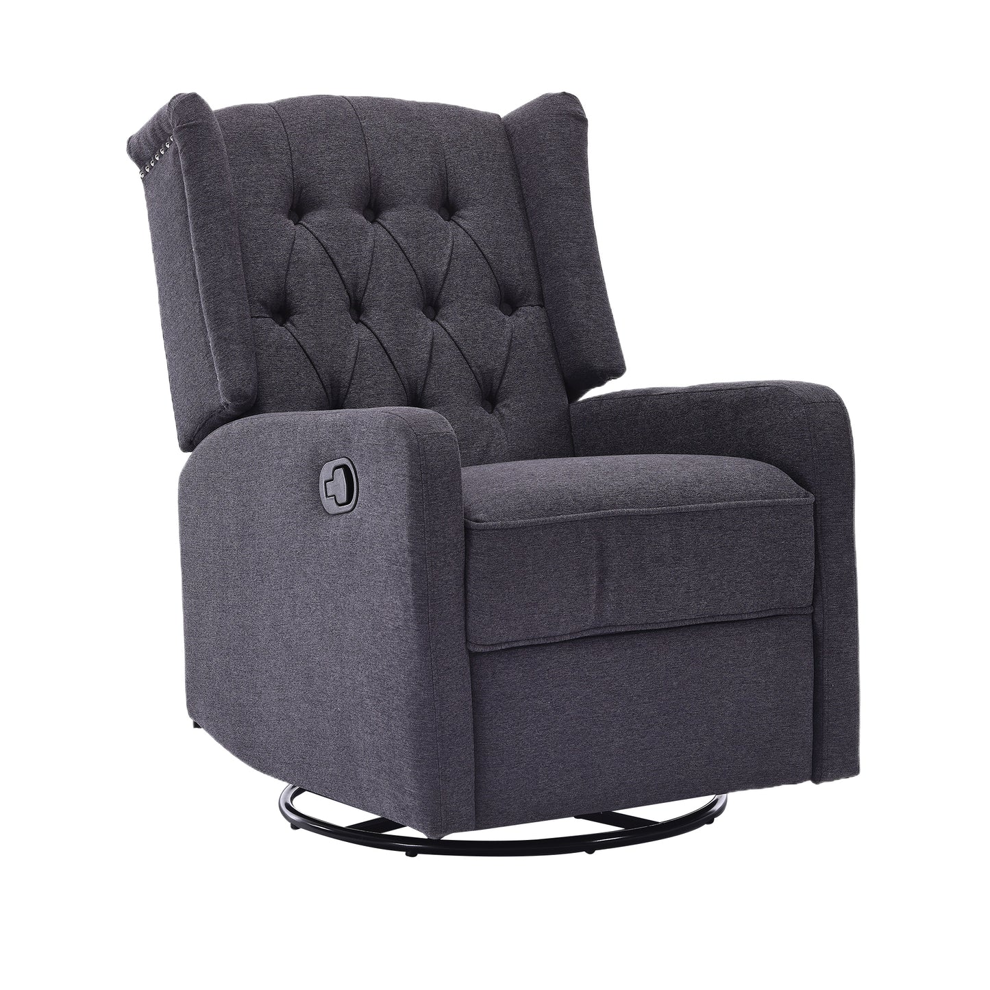 COOLMORE Rocking Recliner Chair,360 Degree Swivel Nursery Rocking Chair,Glider Chair,Modern Small Rocking Swivel Recliner Chair for Bedroom,Living Room Chair Home Theater Seat (Dark Gray)